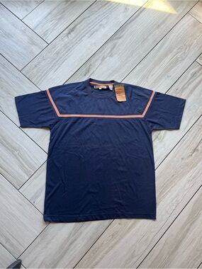 Vintage Point Zero Men's Navy Short-Sleeve T-Shirt with Orange Stripe NWT